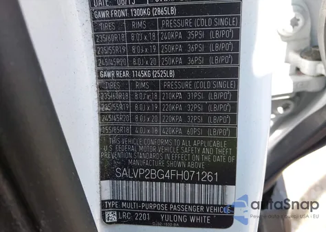 2015 Land Rover Range Rover Evoque Pure z USA, uszkodzony, nr VIN SALVP2BG4FH071261